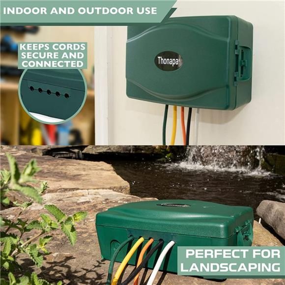 Waterproof Extension Cord Connection Box - Green Weatherproof Outdoor Box - Picture 5 of 6
